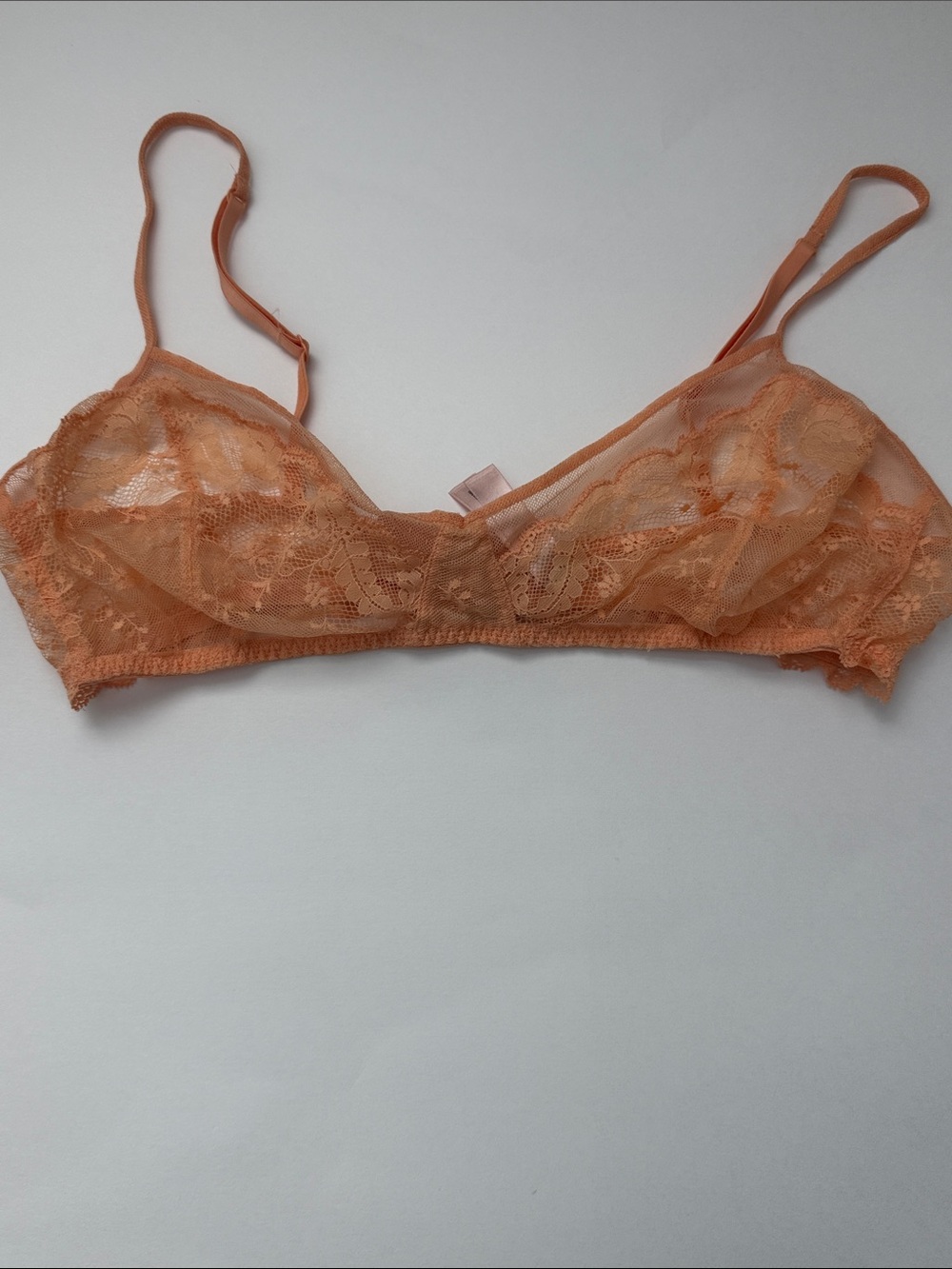 Sheer Lace Bralette in Peachy Orange